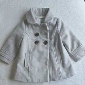Old Navy Girls' Light Gray Pea Coat with Buttons 18 - 24 Months
